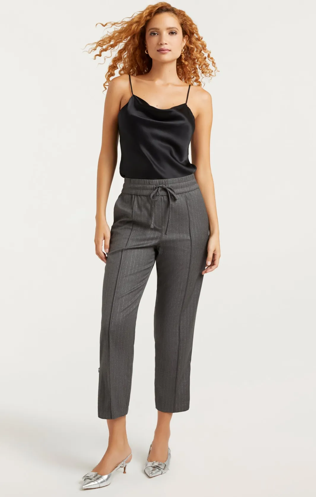 Pants<Cinq à Sept Adalie Pant LurexPinstripeCharcoal