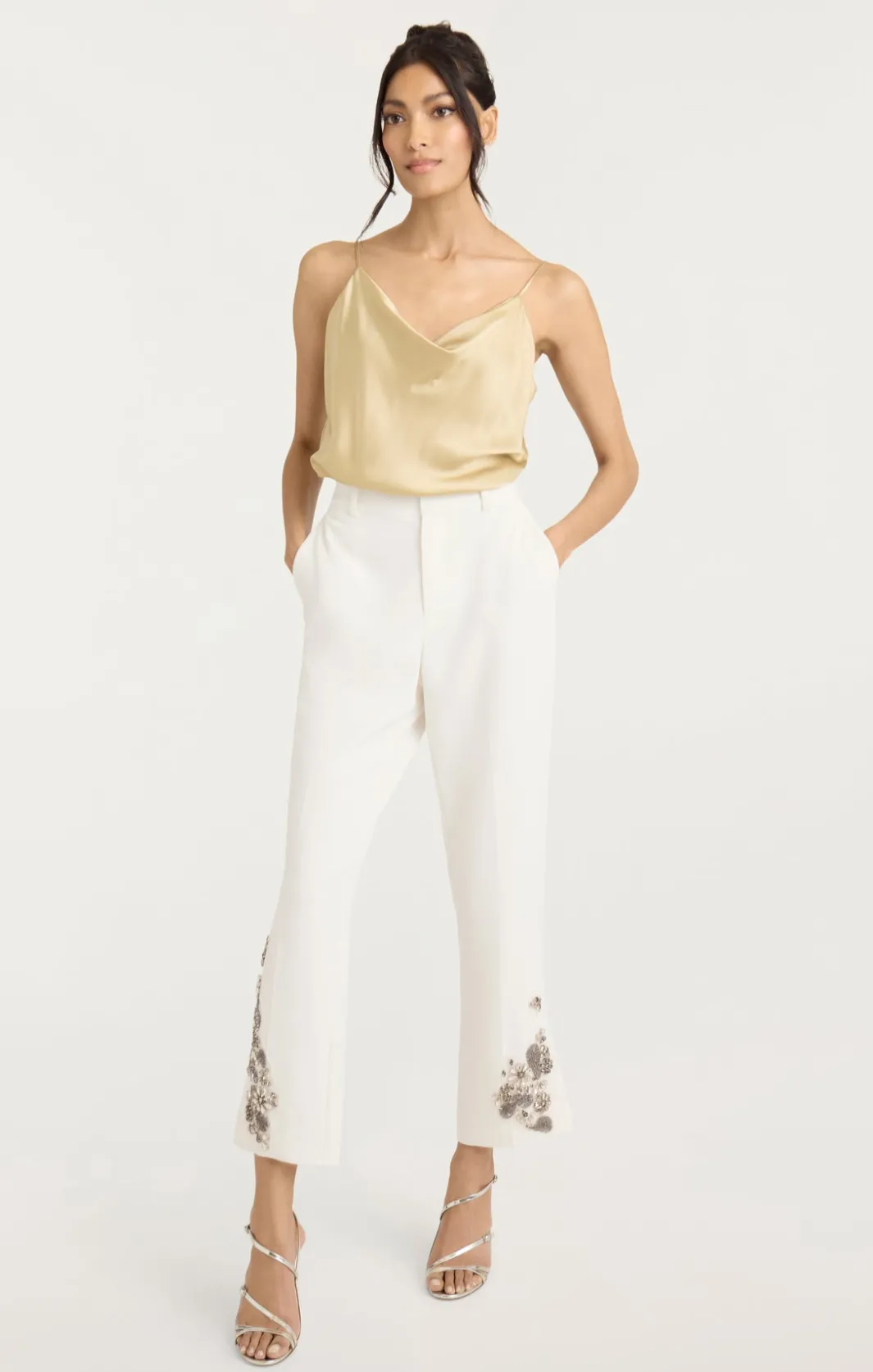 Pants<Cinq à Sept Diamond Daisies Cropped Kerry Pant Ivory/Smoke