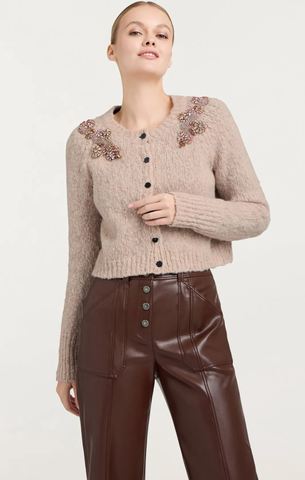 Sweaters & Knits | Sweaters & Knits<Cinq à Sept Diamond Daisies Millie Cardigan Oyster