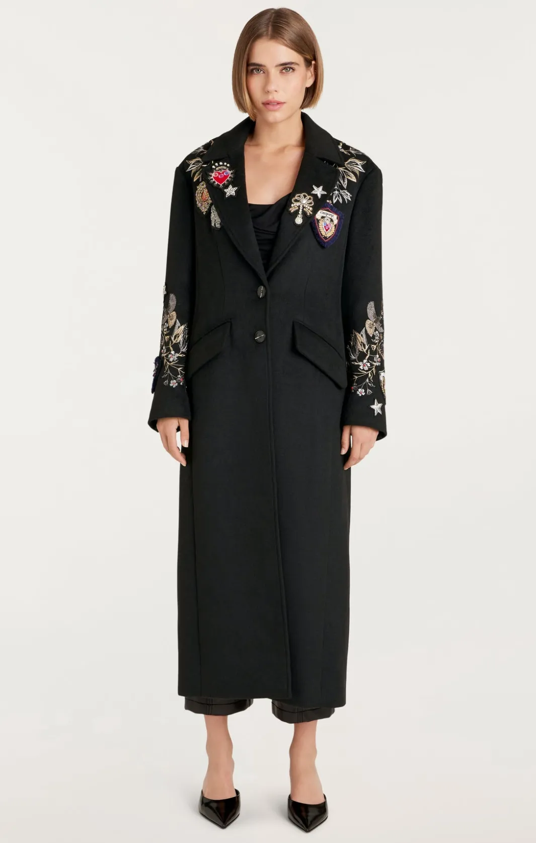 Outerwear<Cinq à Sept Heritage Patch Gravis Coat BlackMulti