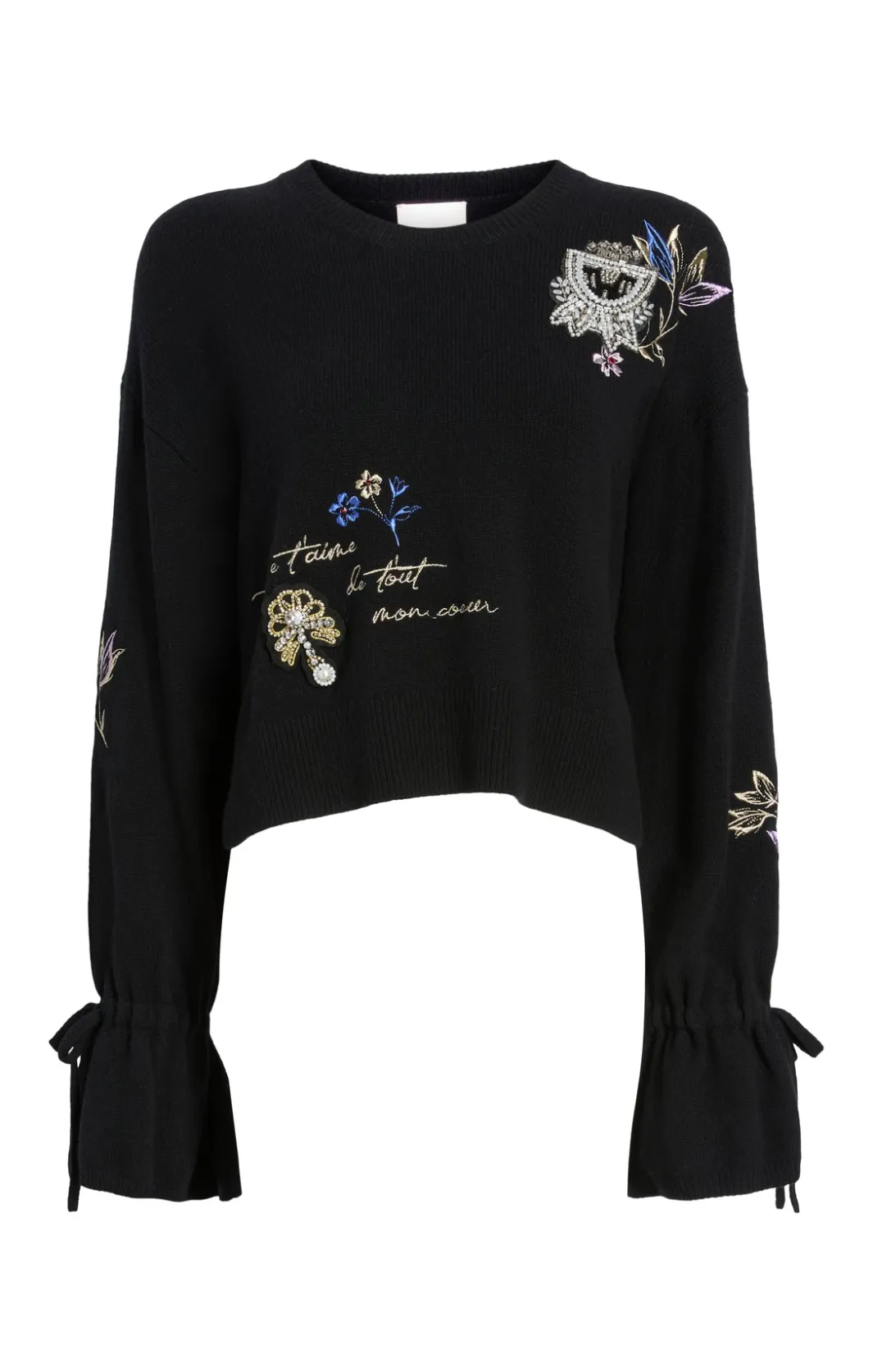Sweaters & Knits | Sweaters & Knits<Cinq à Sept Heritage Patch Tasha Pullover BlackMulti
