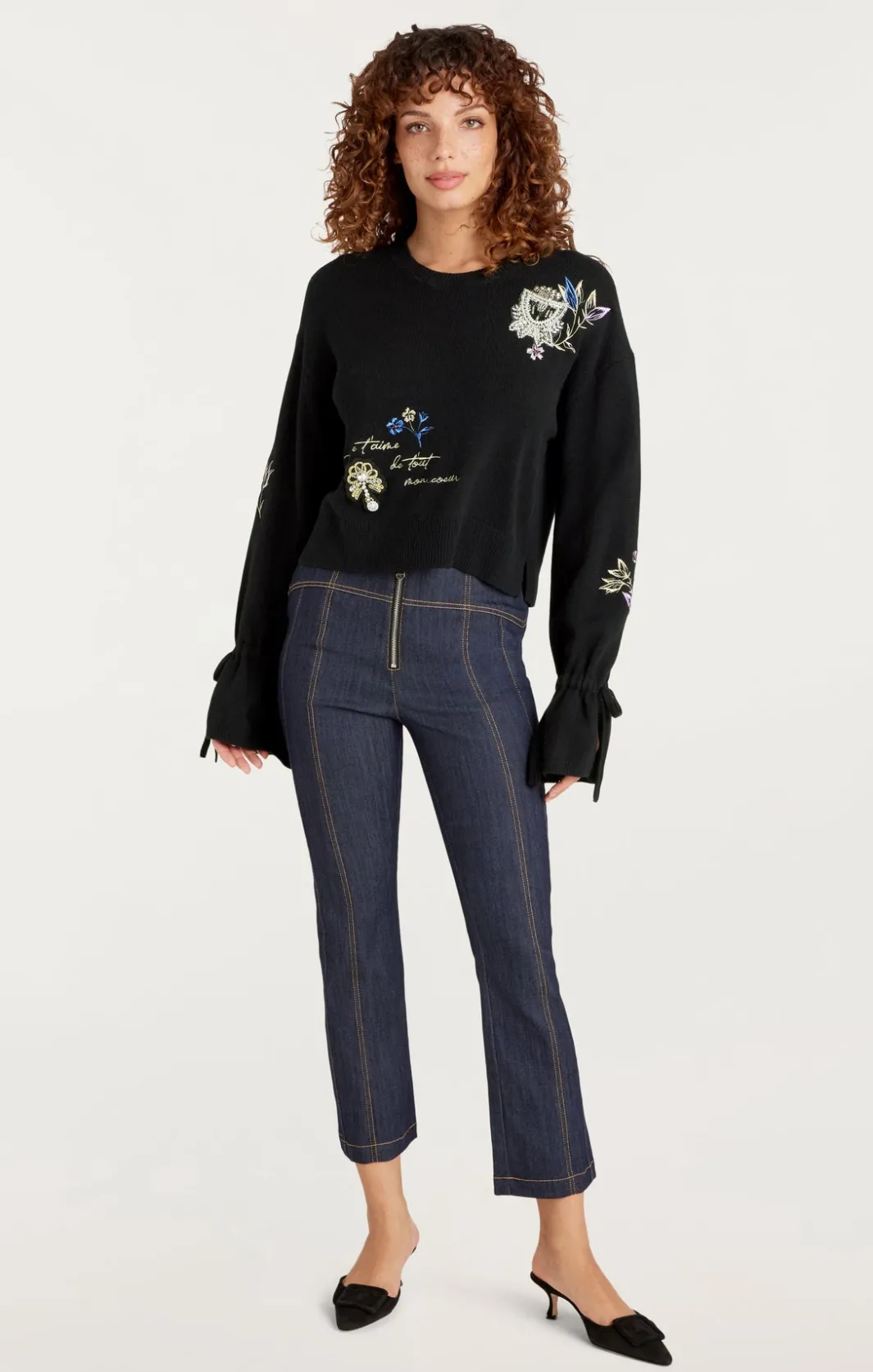 Sweaters & Knits | Sweaters & Knits<Cinq à Sept Heritage Patch Tasha Pullover BlackMulti