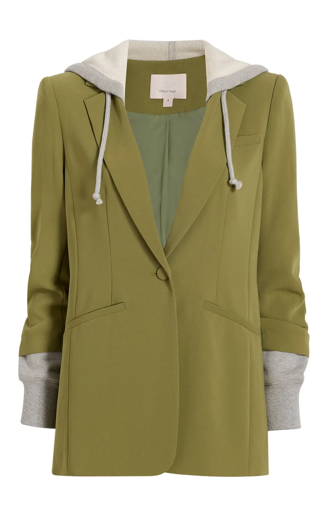 Jackets<Cinq à Sept Hooded Khloe Jacket OliveGreen/HeatherGrey