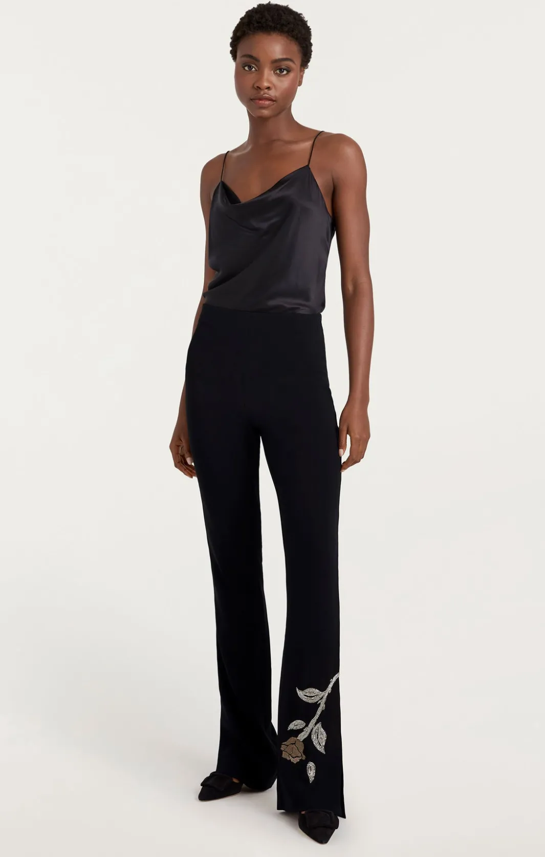 Pants<Cinq à Sept Rose Embellished Eva Pant Black