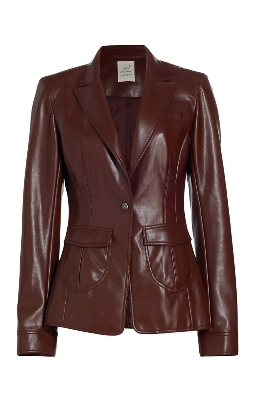 Jackets<Cinq à Sept Vegan Leather Louisa Blazer Tobacco