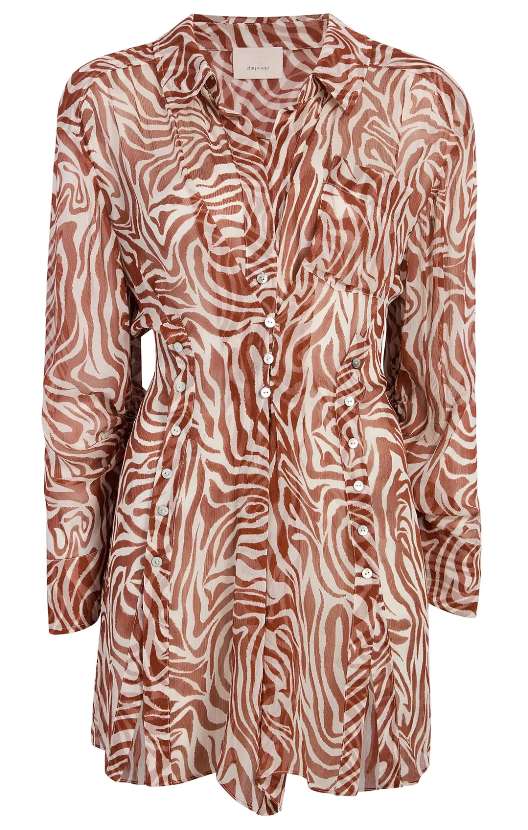 Mini<Cinq à Sept Woodblock Zebra Short Alisha Cover up Sequoia/ivory